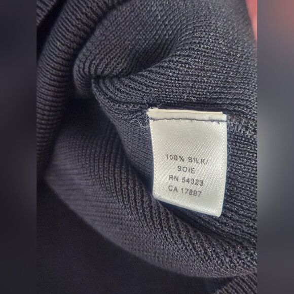 Banana Republic XL Black 100% SILK LngSlv Knit Buttons Up Women's Cardigan - Picture 5 of 6